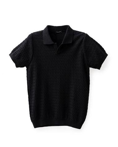 Black Wavy Knit Polo